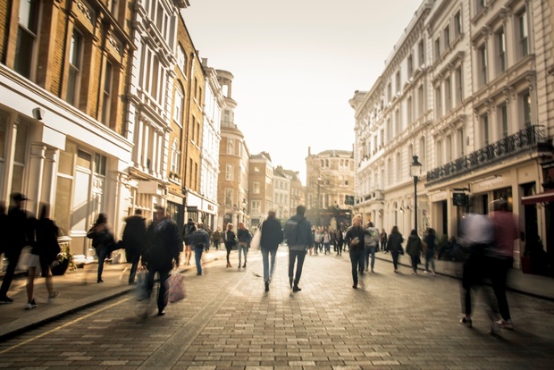 A busy high street.